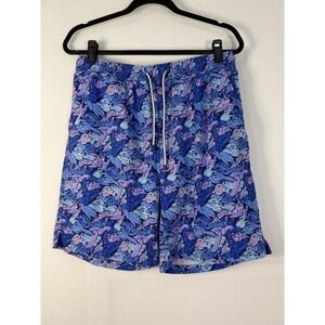 Peter Millar Swim Trunks Men Large Blue Pink Sea Turtle Seaside Excellent